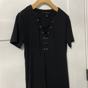 Black XXS WHBM grommet lace up sneaker dress casual cotton summer dress